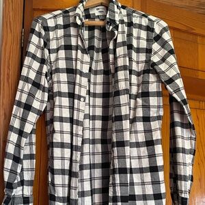 Men's Black & White Plaid Button-Down Shirt